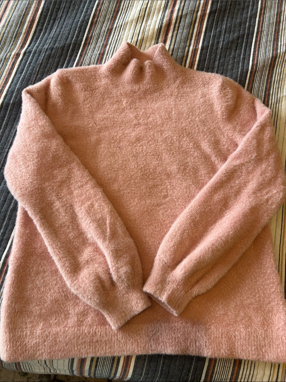 Women's Plush Cowl Neck Sweater in Dusty Pink Lands end M